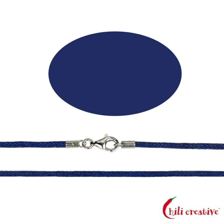 1,5 mm Baumwollband königsblau - 45 cm lang mit Verschluss aus 925er Silber