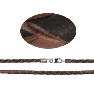 Lacet Tressé En Cuir Brun - 8 Mm X 0.4 M - Pour Fabrication De Bijoux DIY