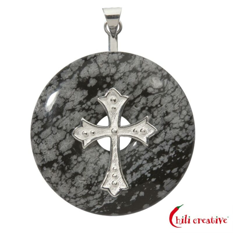 Donuthalter Gothic-Cross für 30-40 mm Donut - 925er Silber