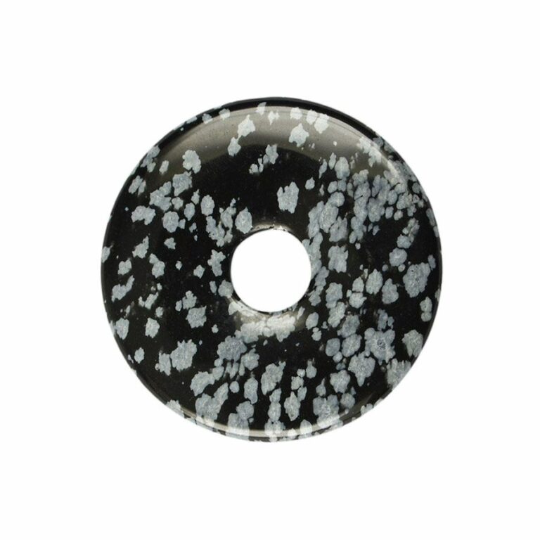 Mittelgroßer Obsidian (Schneeflockenobsidian) Donut, 40 mm Durchmesser