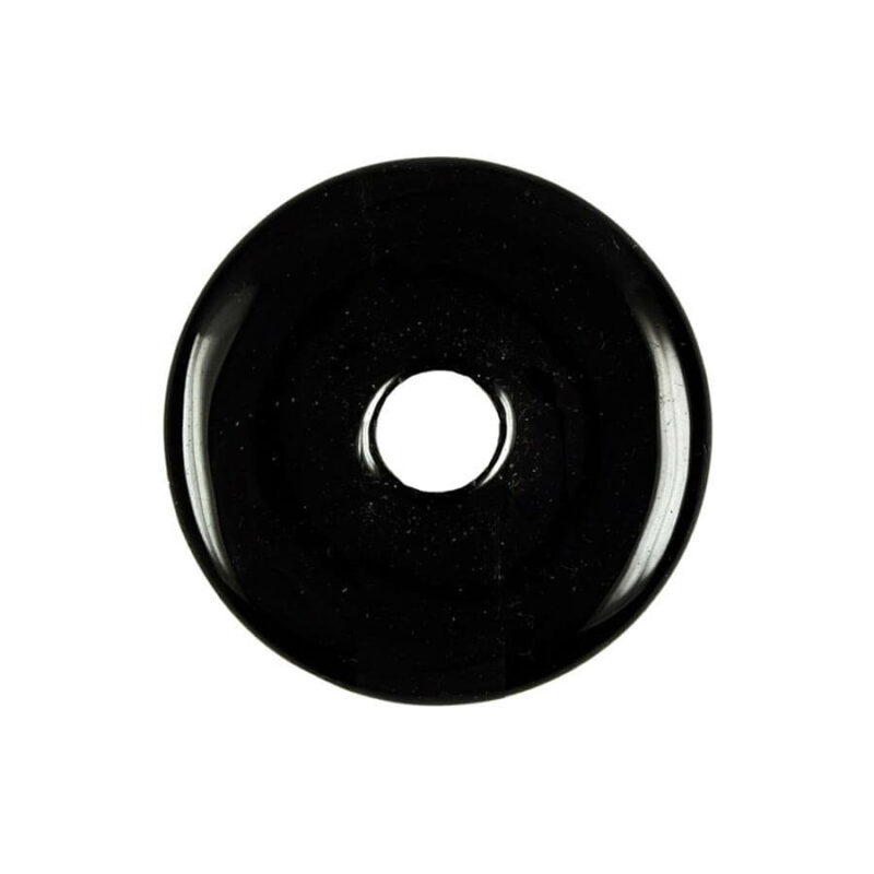 Mittelgroßer Obsidian (Schwarz) Donut, 40 mm Durchmesser