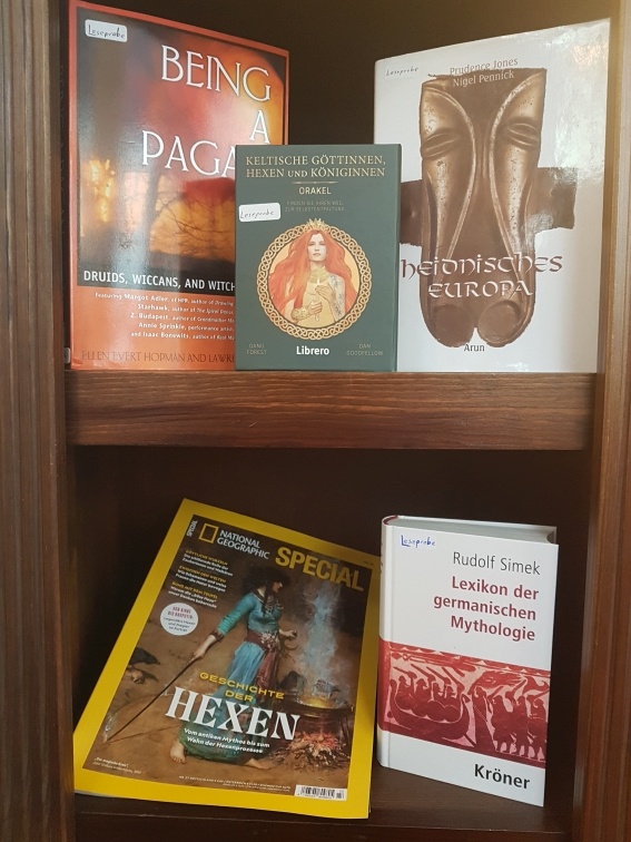 Leseecke mit paganer Fachliteratur in der Hexerey Hamburg.